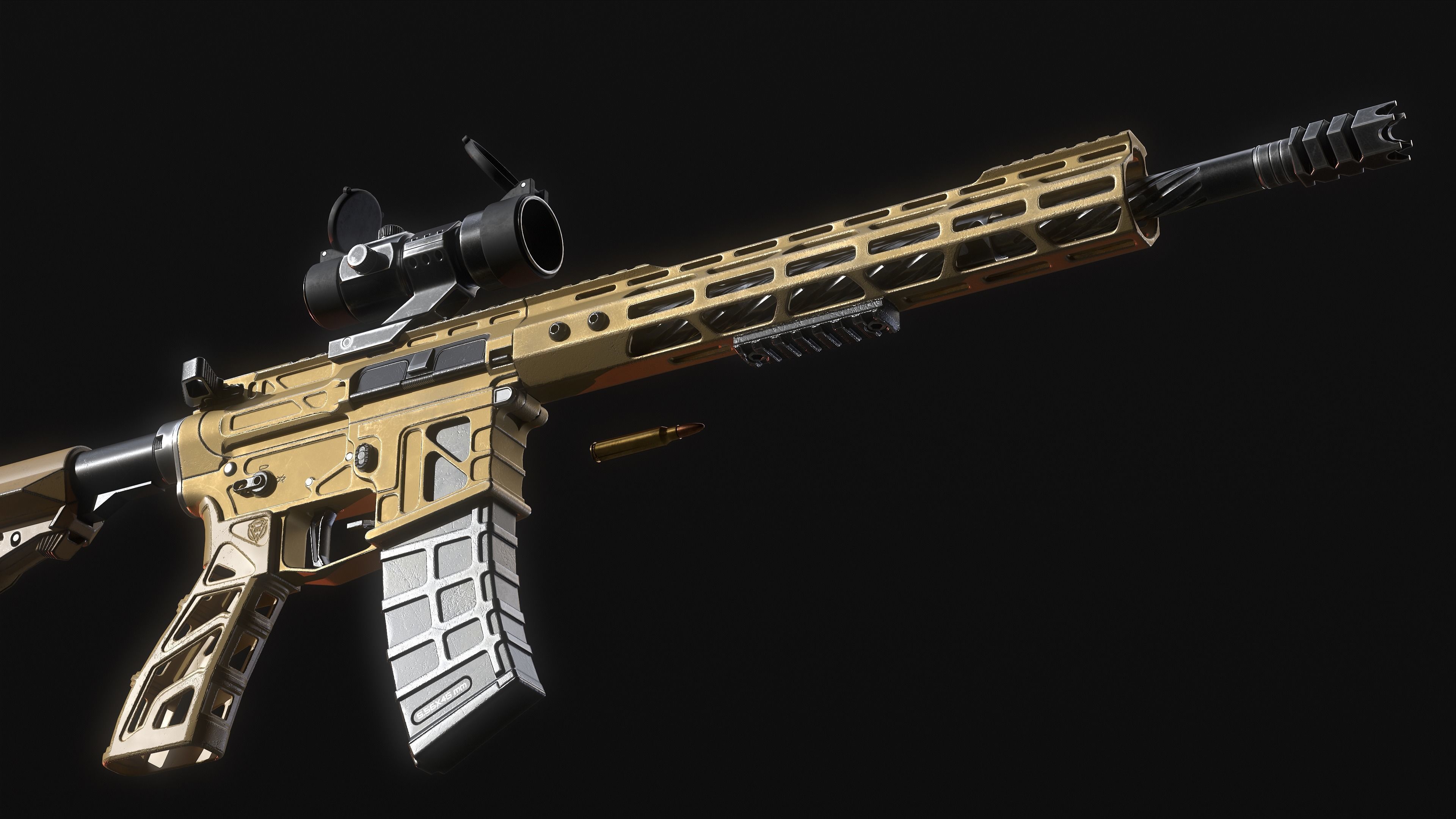 Lightweight AR-15 Low-poly 3D model_15