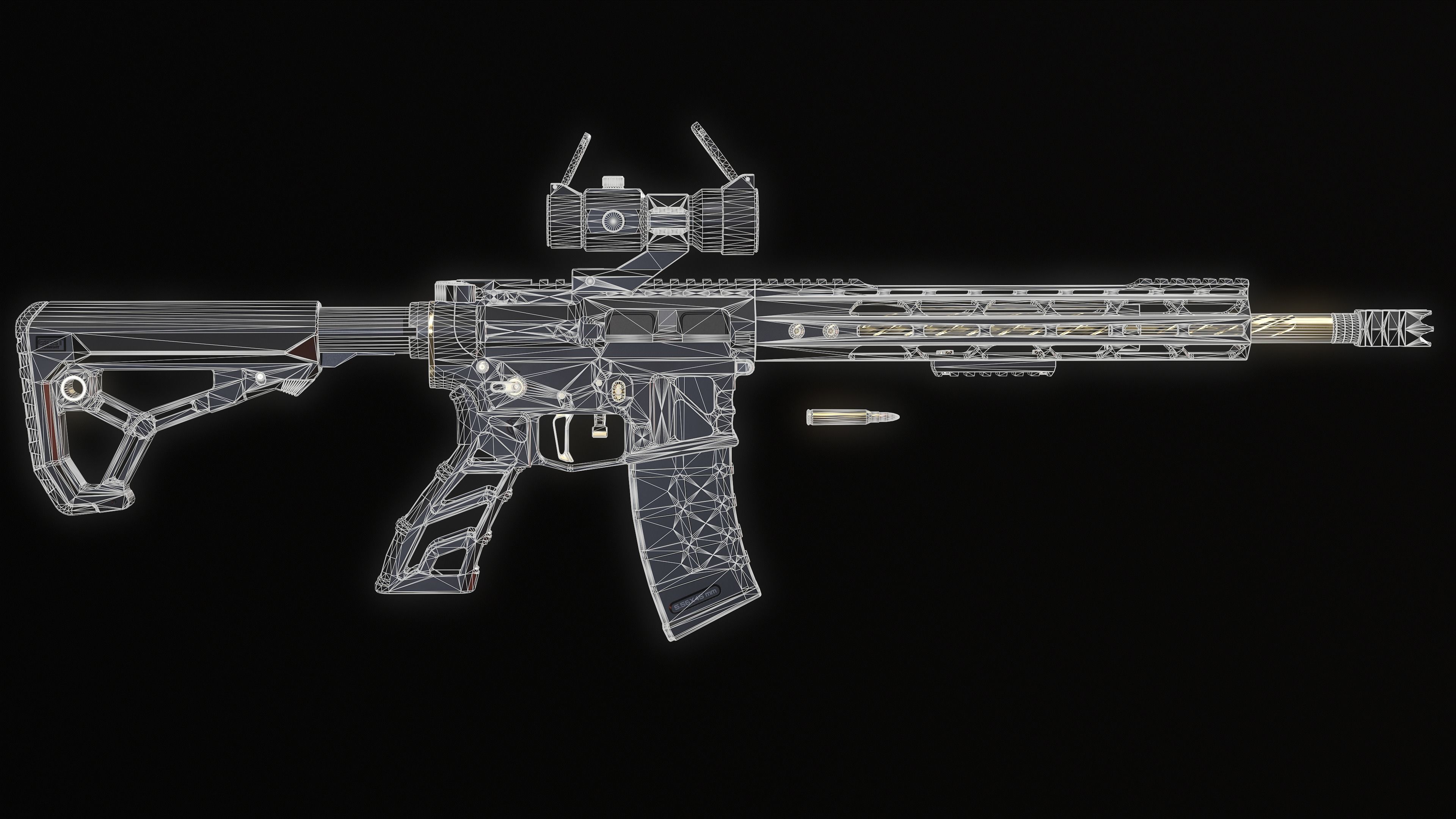 Lightweight AR-15 Low-poly 3D model_18
