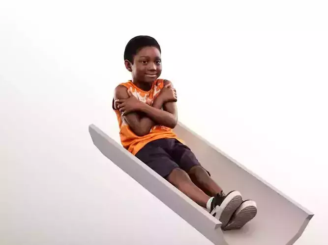 Garry 14505 - Black Boy Sliding On The Playground