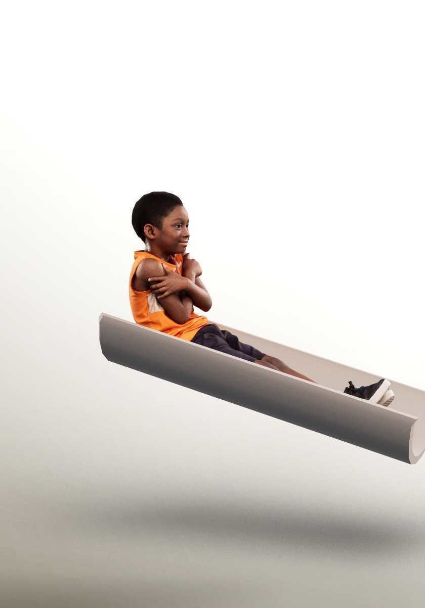 Garry 14505 - Black Boy Sliding On The Playground Low-poly 3D model_2