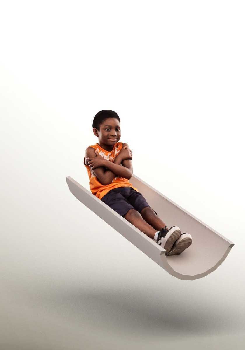 Garry 14505 - Black Boy Sliding On The Playground Low-poly 3D model_1
