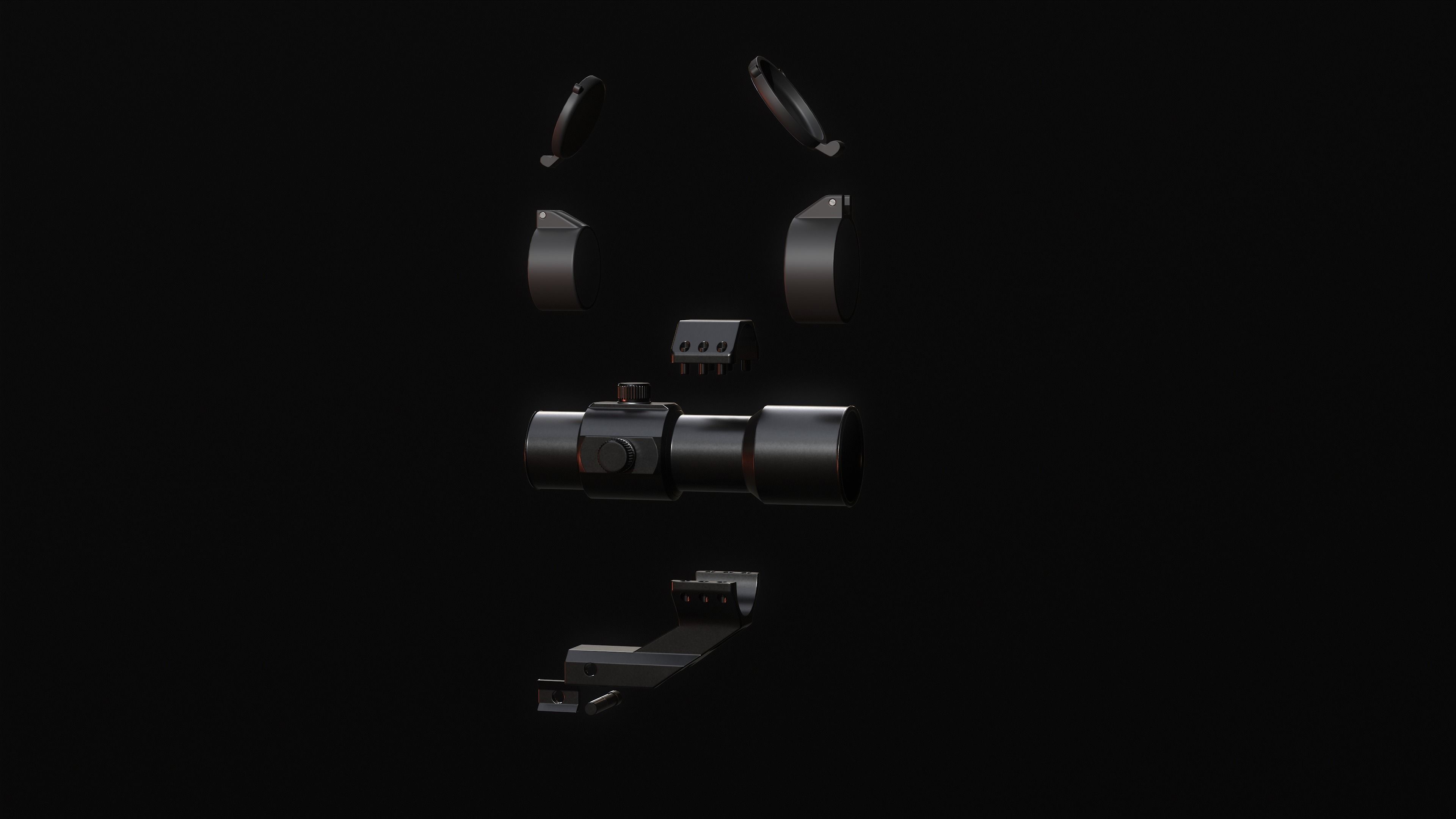 Red Dot Optic Low-poly 3D model_5