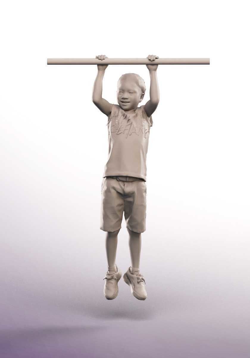 Garry 14504 - Black Boy Playing On Climbing Frame Low-poly 3D model_3