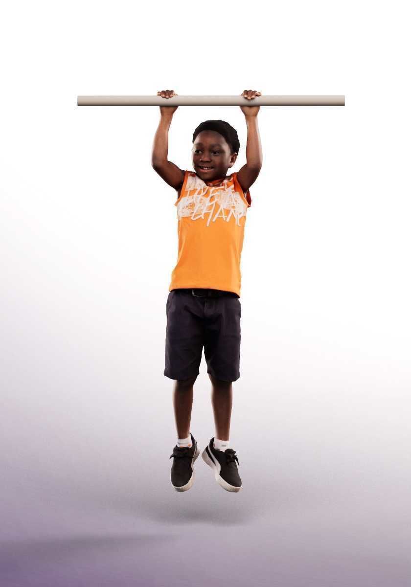 Garry 14504 - Black Boy Playing On Climbing Frame Low-poly 3D model_1