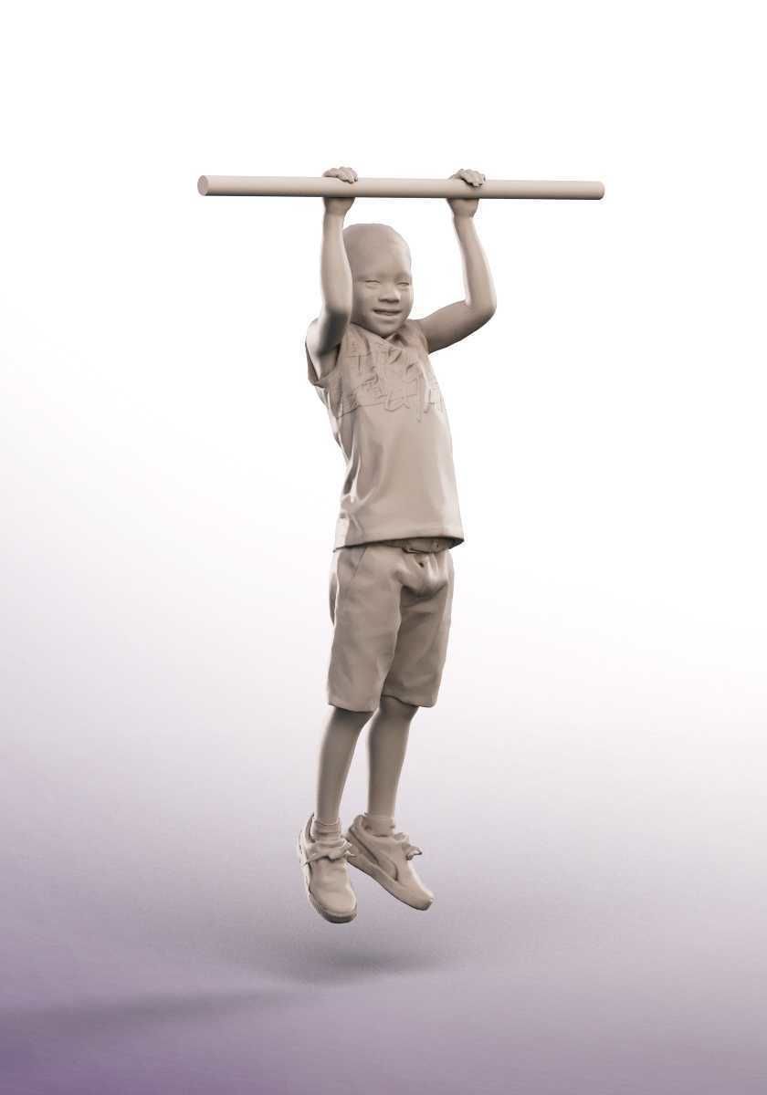 Garry 14504 - Black Boy Playing On Climbing Frame Low-poly 3D model_4