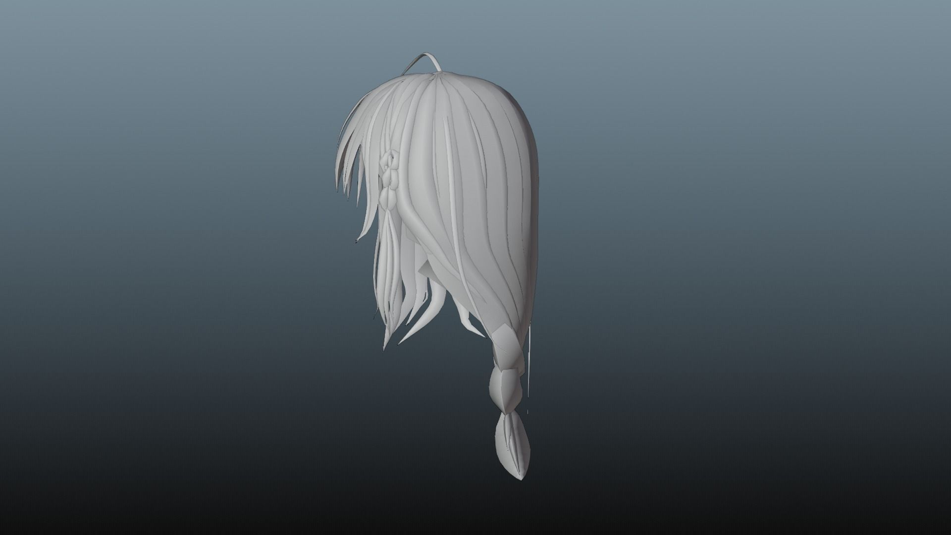 Female hair 4 colors Low-poly 3D model_10