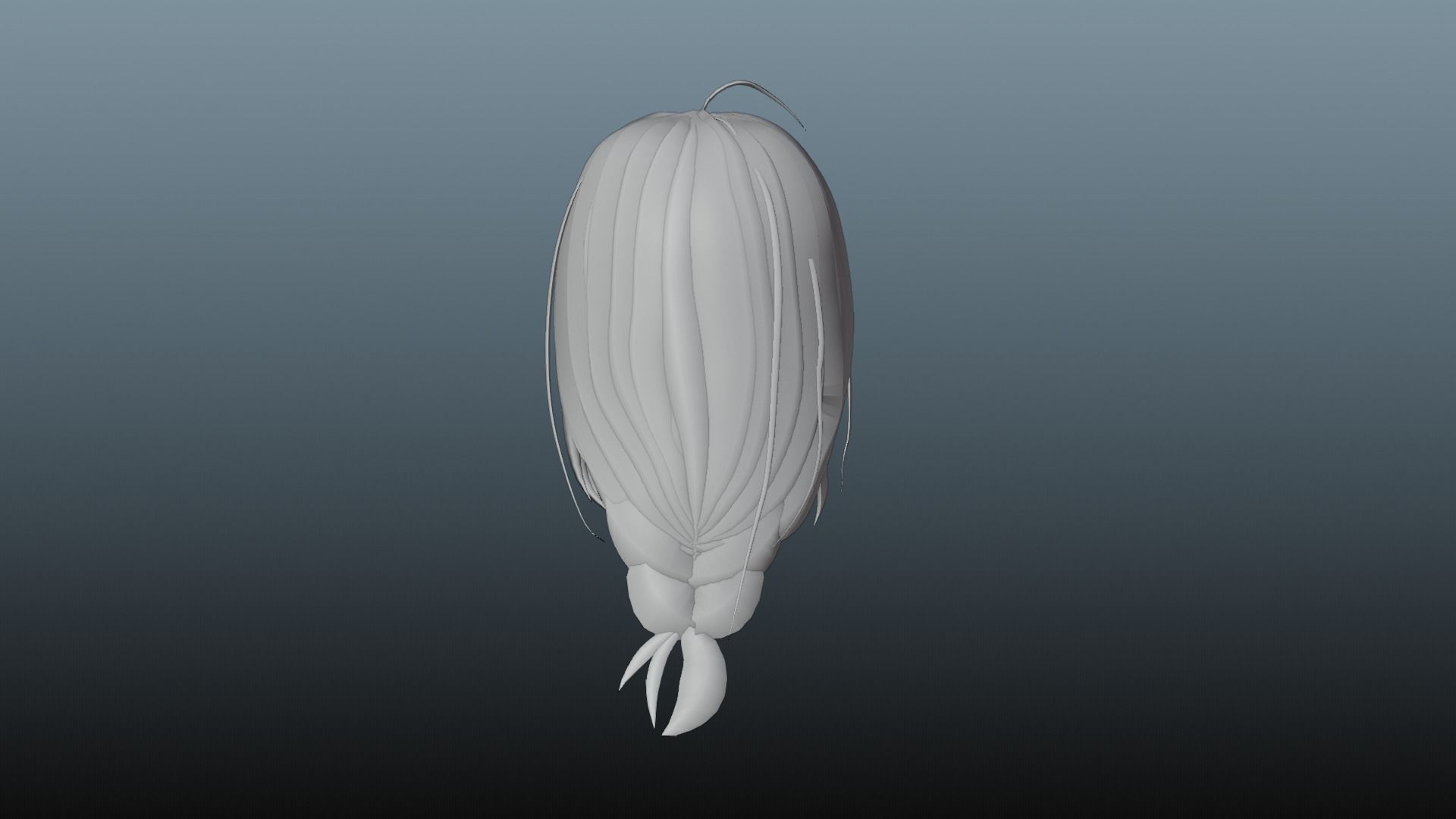 Female hair 4 colors Low-poly 3D model_9