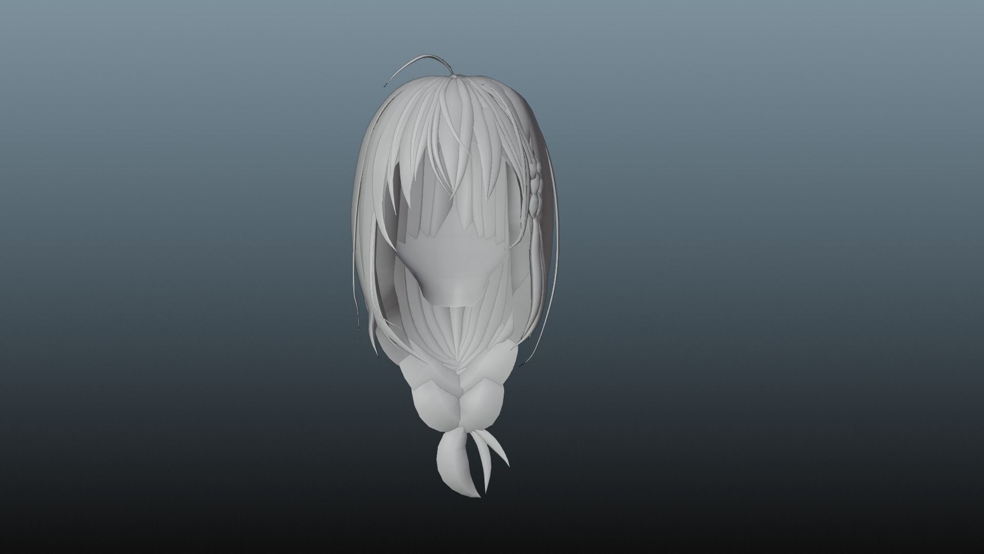 Female hair 4 colors Low-poly 3D model_8