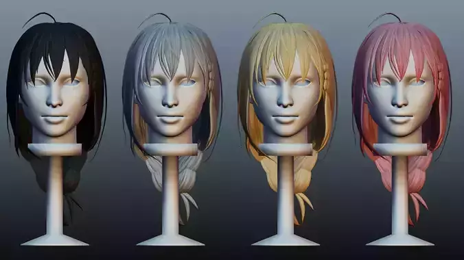 Female hair 4 colors