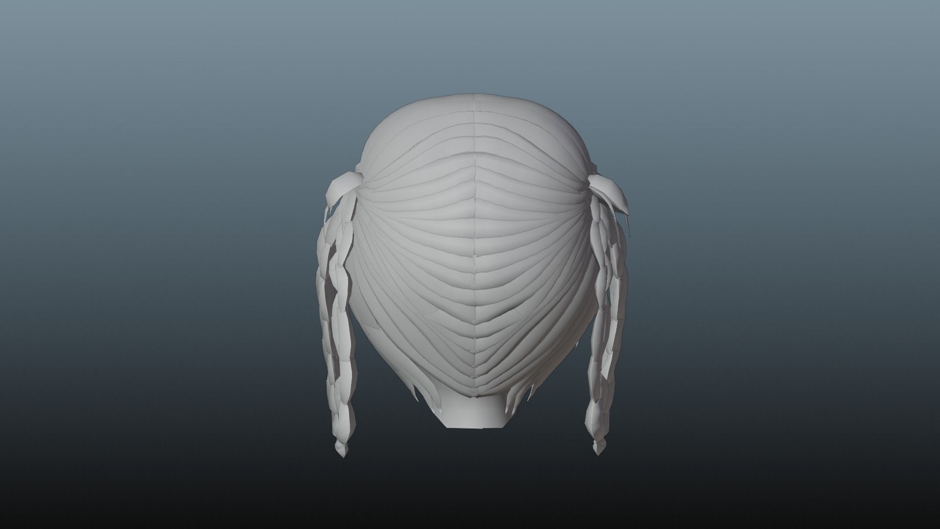 Female hair 4 colors Low-poly 3D model_9