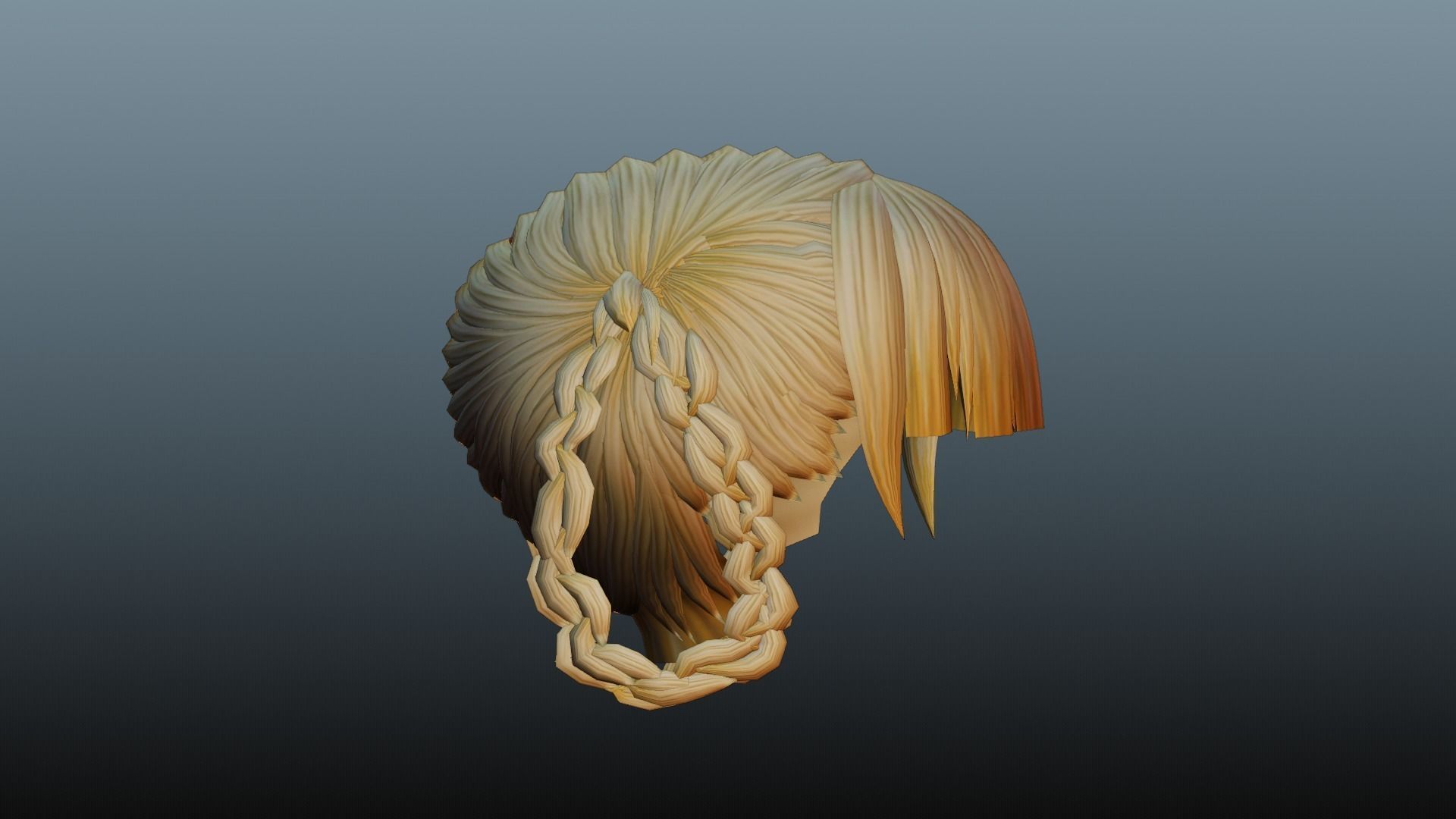 Female hair 4 colors Low-poly 3D model_7