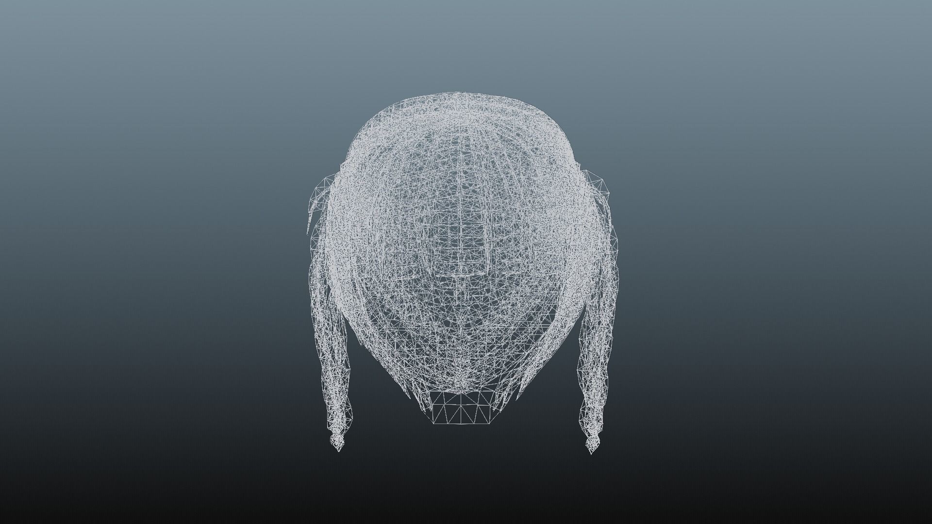 Female hair 4 colors Low-poly 3D model_12