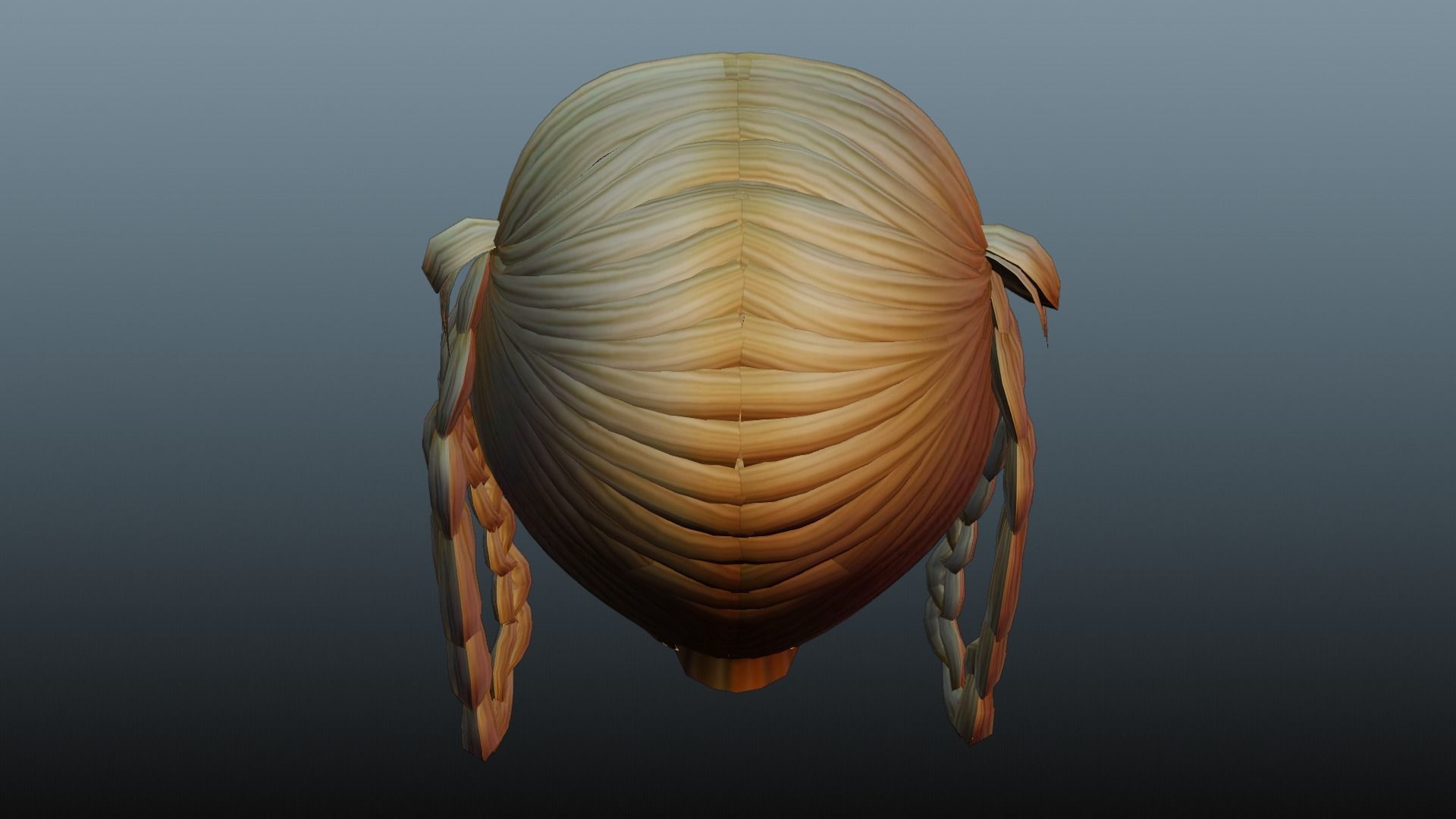 Female hair 4 colors Low-poly 3D model_5