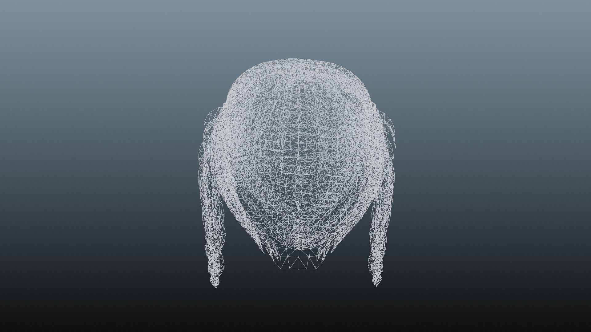 Female hair 4 colors Low-poly 3D model_13