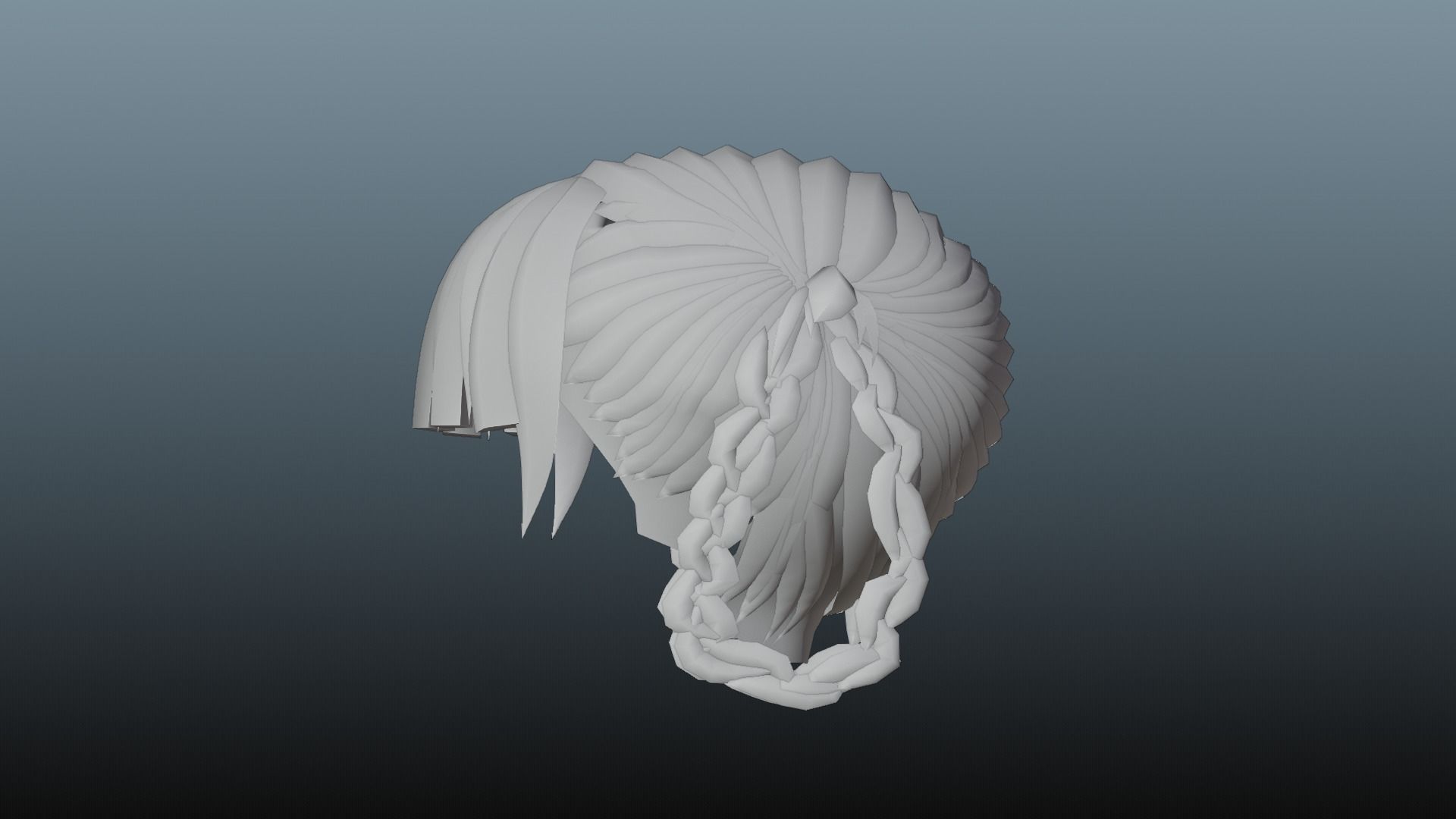 Female hair 4 colors Low-poly 3D model_10