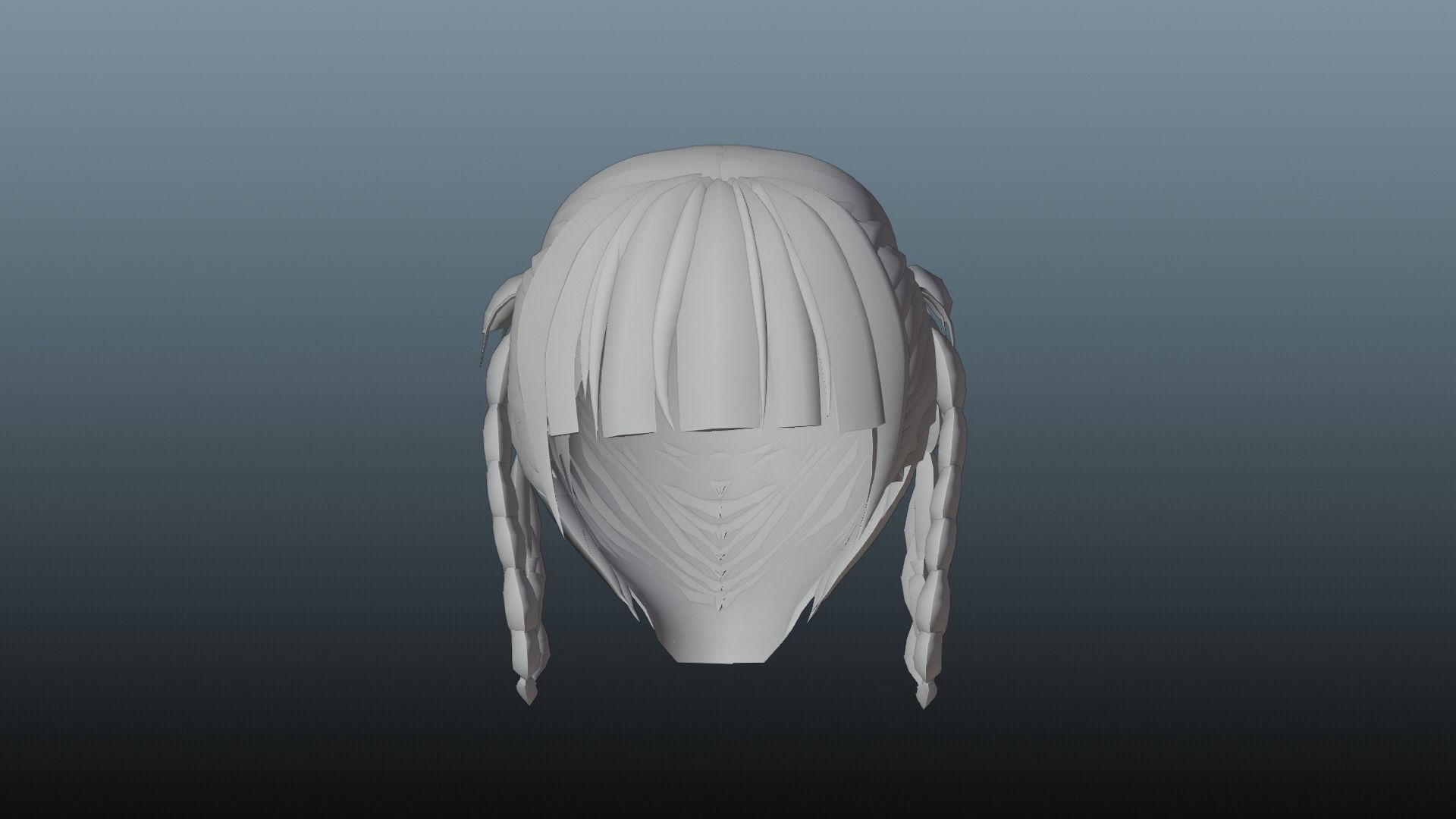 Female hair 4 colors Low-poly 3D model_8