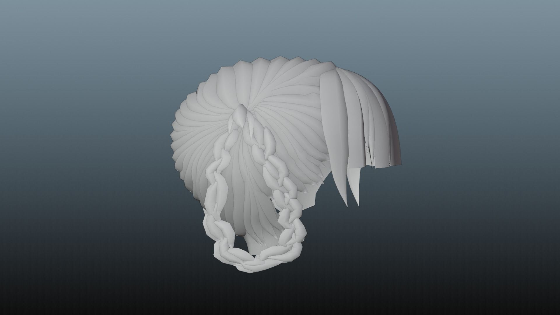 Female hair 4 colors Low-poly 3D model_11