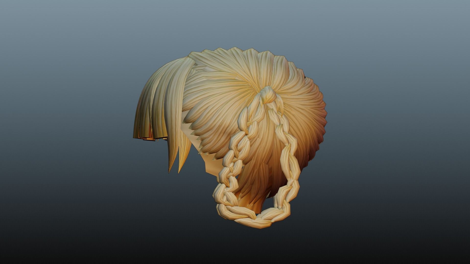 Female hair 4 colors Low-poly 3D model_6