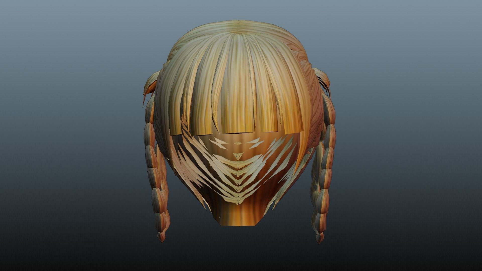 Female hair 4 colors Low-poly 3D model_4