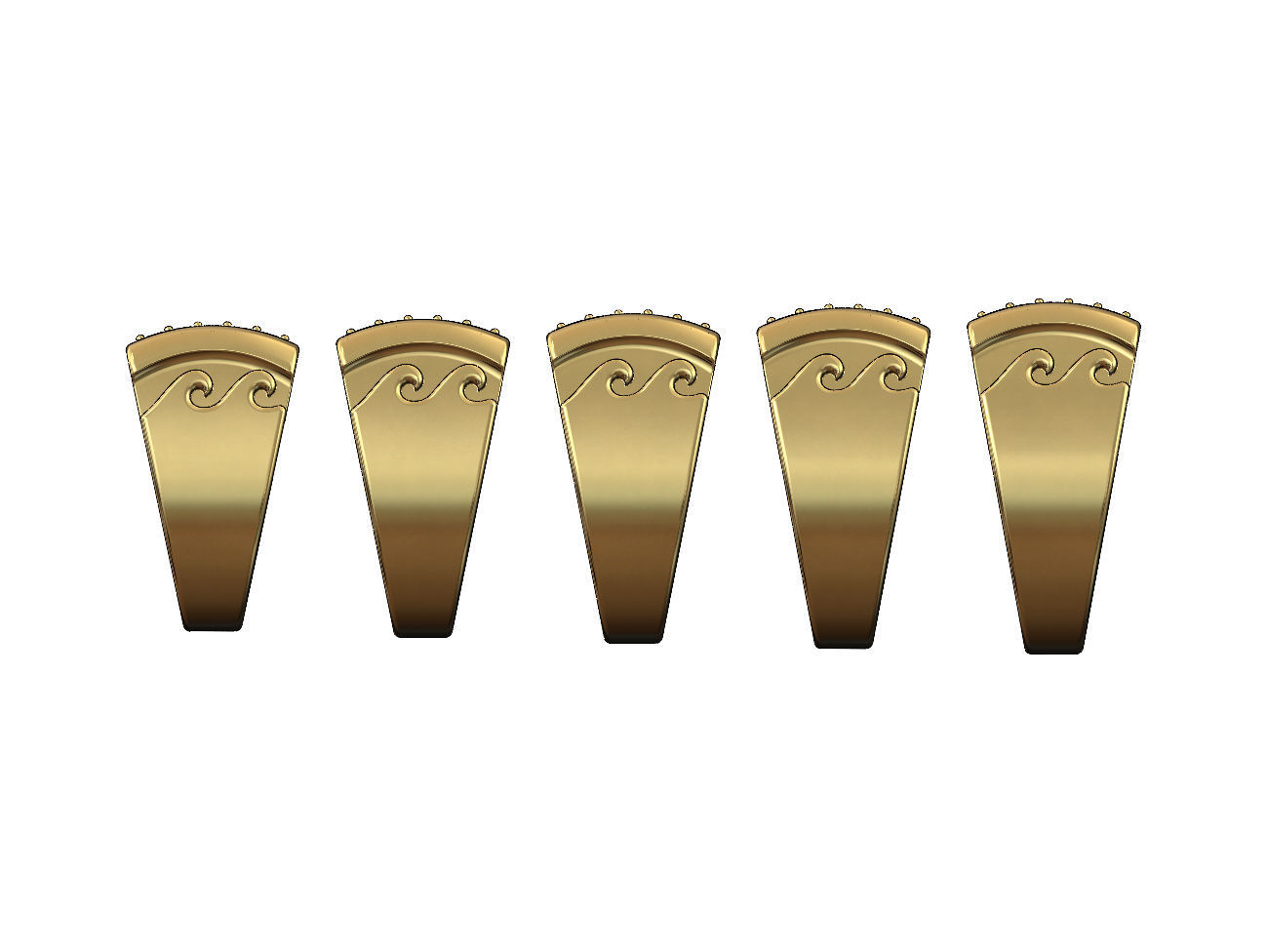 Iced diamond wave greek key dome square ring US sizes 7to11 3D print model_2