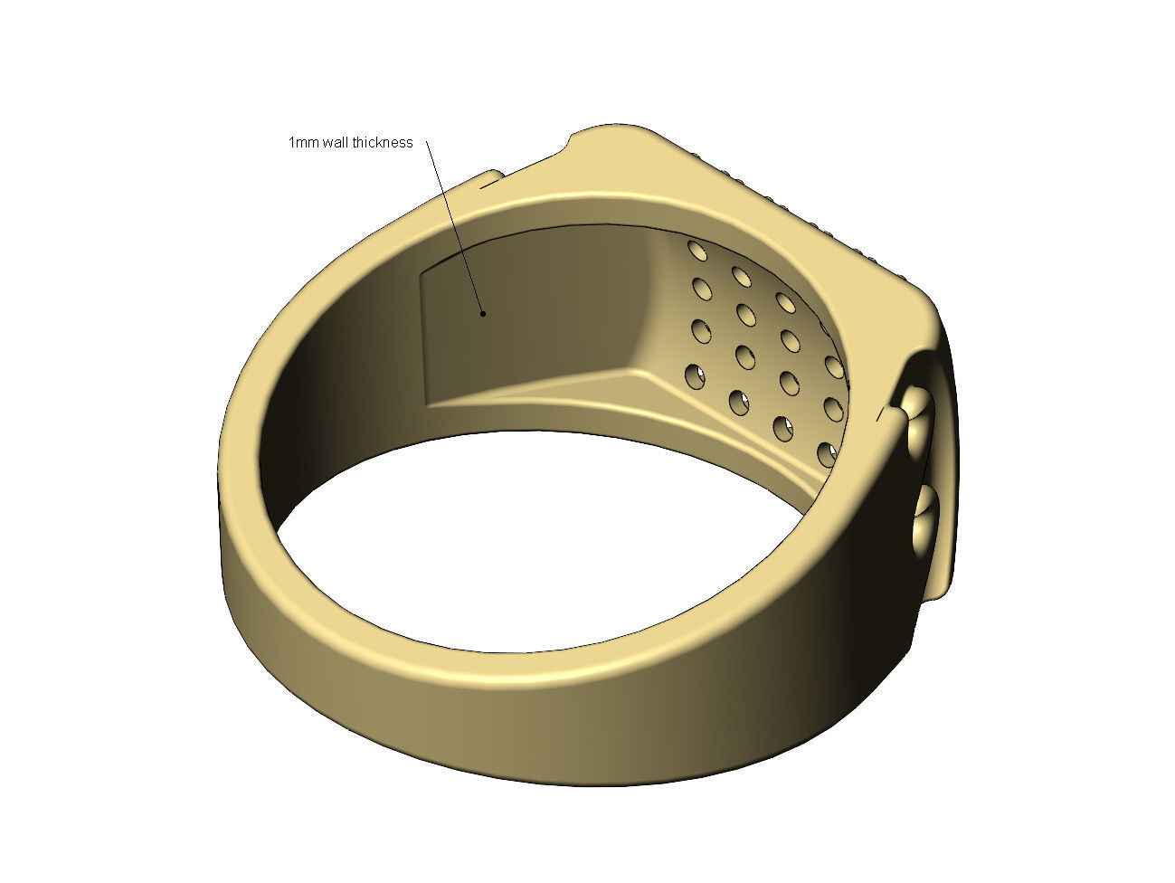 Iced diamond wave greek key dome square ring US sizes 7to11 3D print model_10