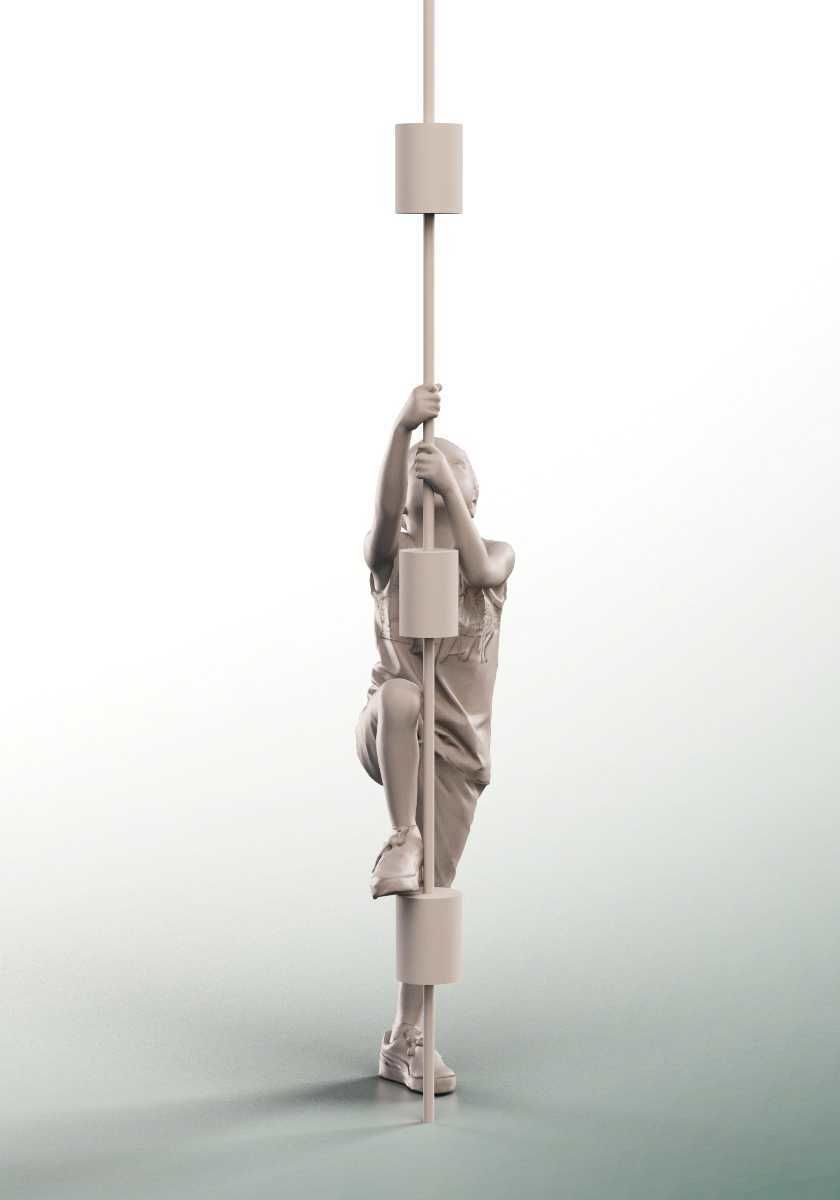 Garry 14503 - Black Boy Playing On Climbing Frame Low-poly 3D model_4