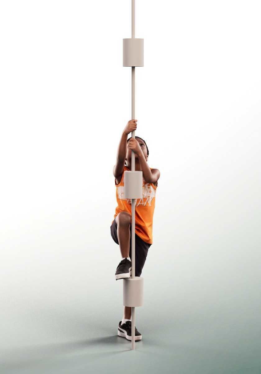 Garry 14503 - Black Boy Playing On Climbing Frame Low-poly 3D model_2