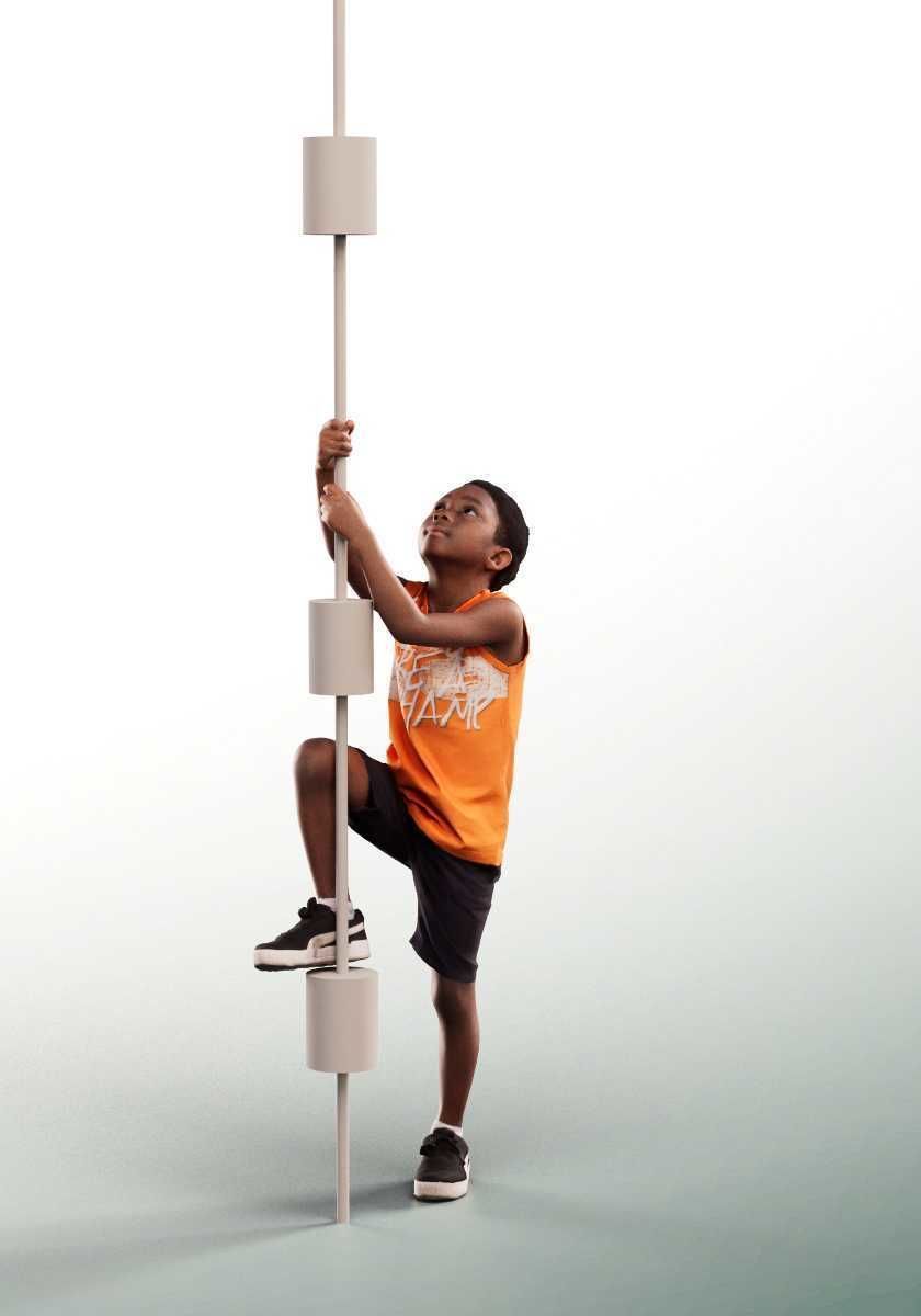 Garry 14503 - Black Boy Playing On Climbing Frame Low-poly 3D model_1