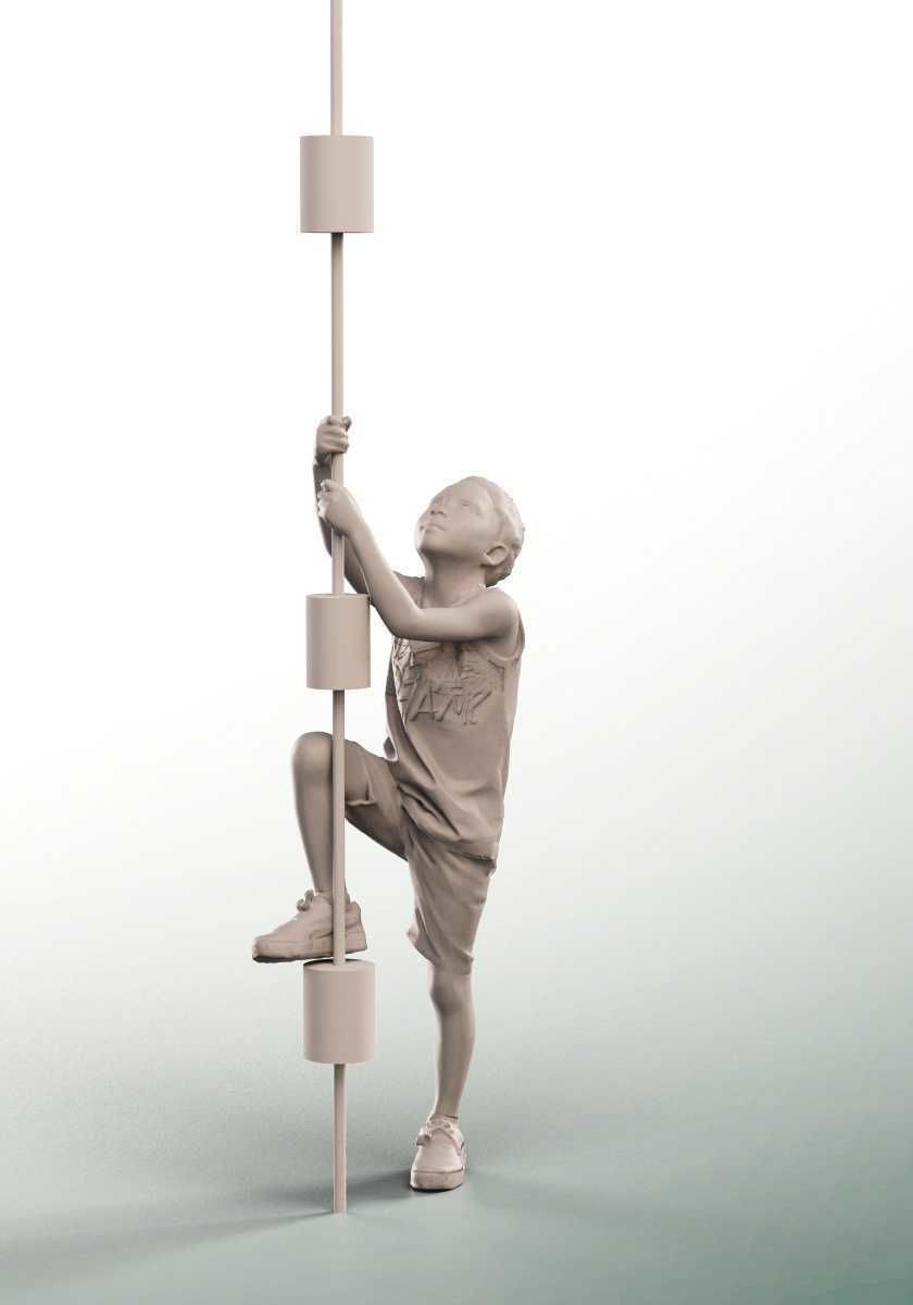 Garry 14503 - Black Boy Playing On Climbing Frame Low-poly 3D model_3