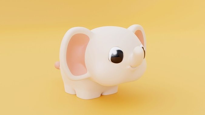 Cute Elephant Low-poly 3D model Low-poly 3D model