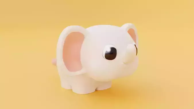 Cute Elephant Low-poly 3D model