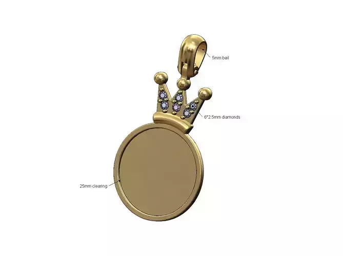 Diamond crown simple memory picture pendant