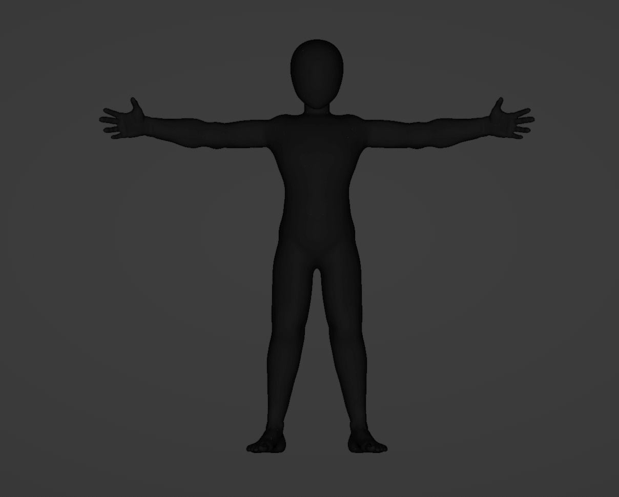 Rigged Anime Kid Body Model 3D model_2
