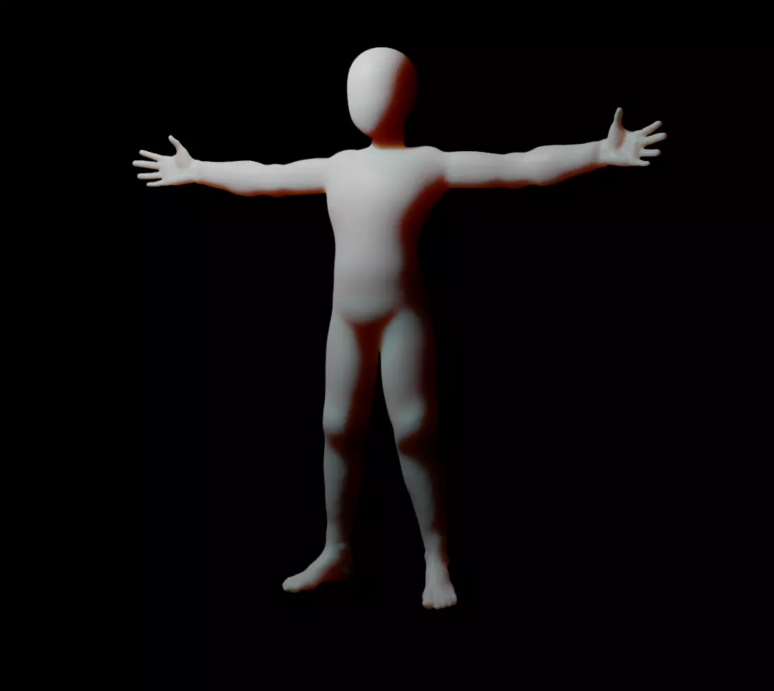 Rigged Anime Kid Body Model 3D model_0