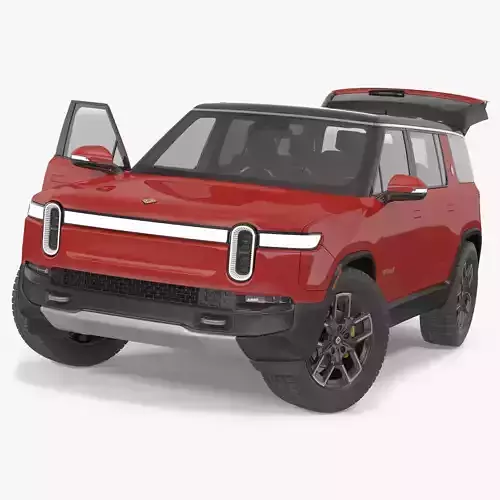 2023 Rivian R1S SUV Red Rigged 3D model