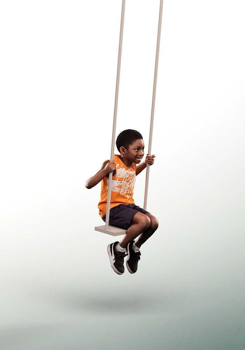 Garry 14502 - Black Boy Swinging On The Playground Low-poly 3D model_2