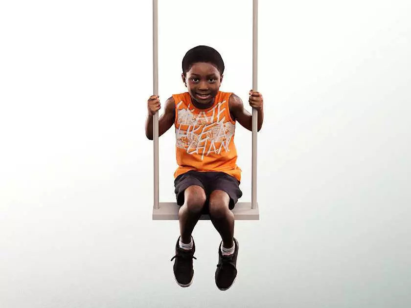 Garry 14502 - Black Boy Swinging On The Playground Low-poly 3D model_0