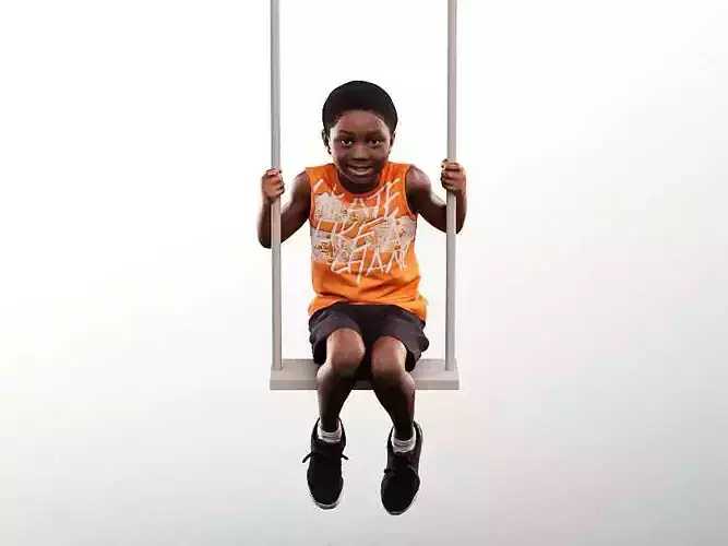 Garry 14502 - Black Boy Swinging On The Playground
