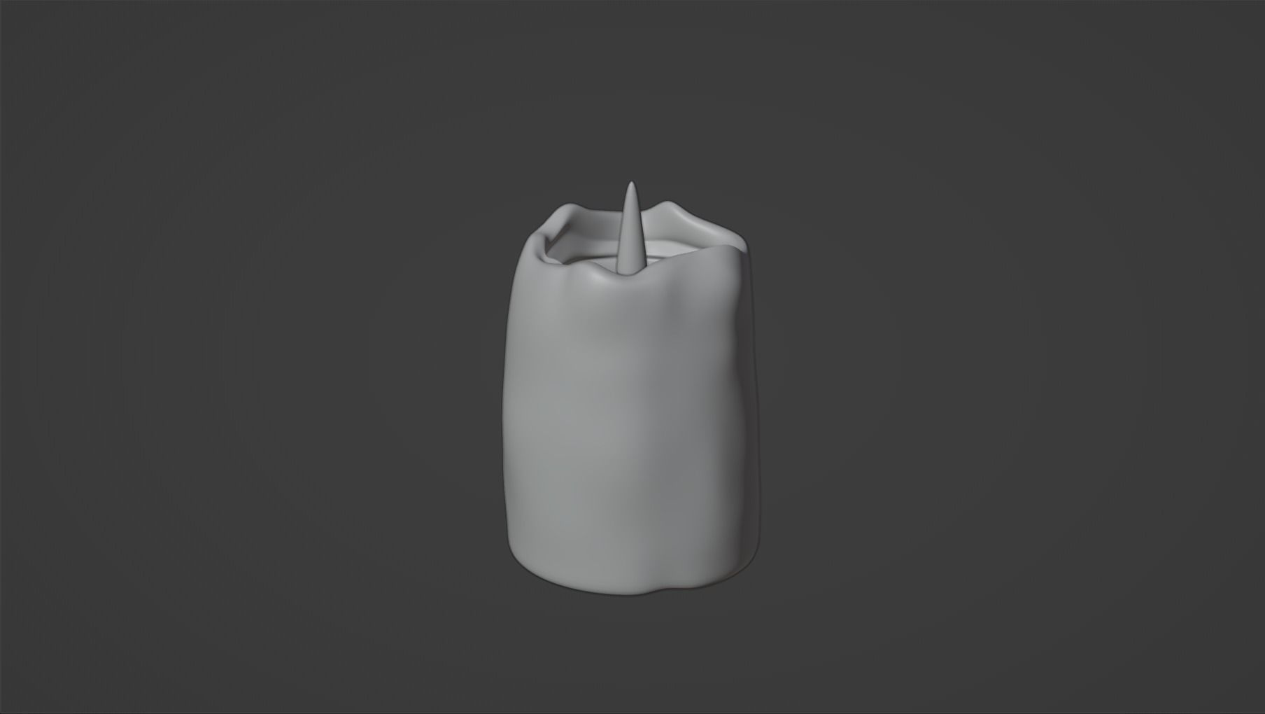 White Candle with Animated Flame 3D model_6