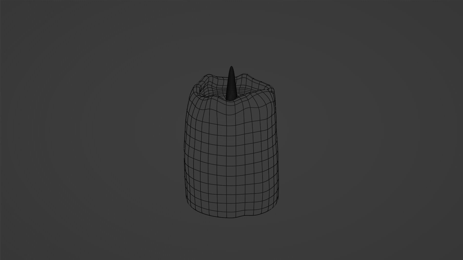 White Candle with Animated Flame 3D model_7
