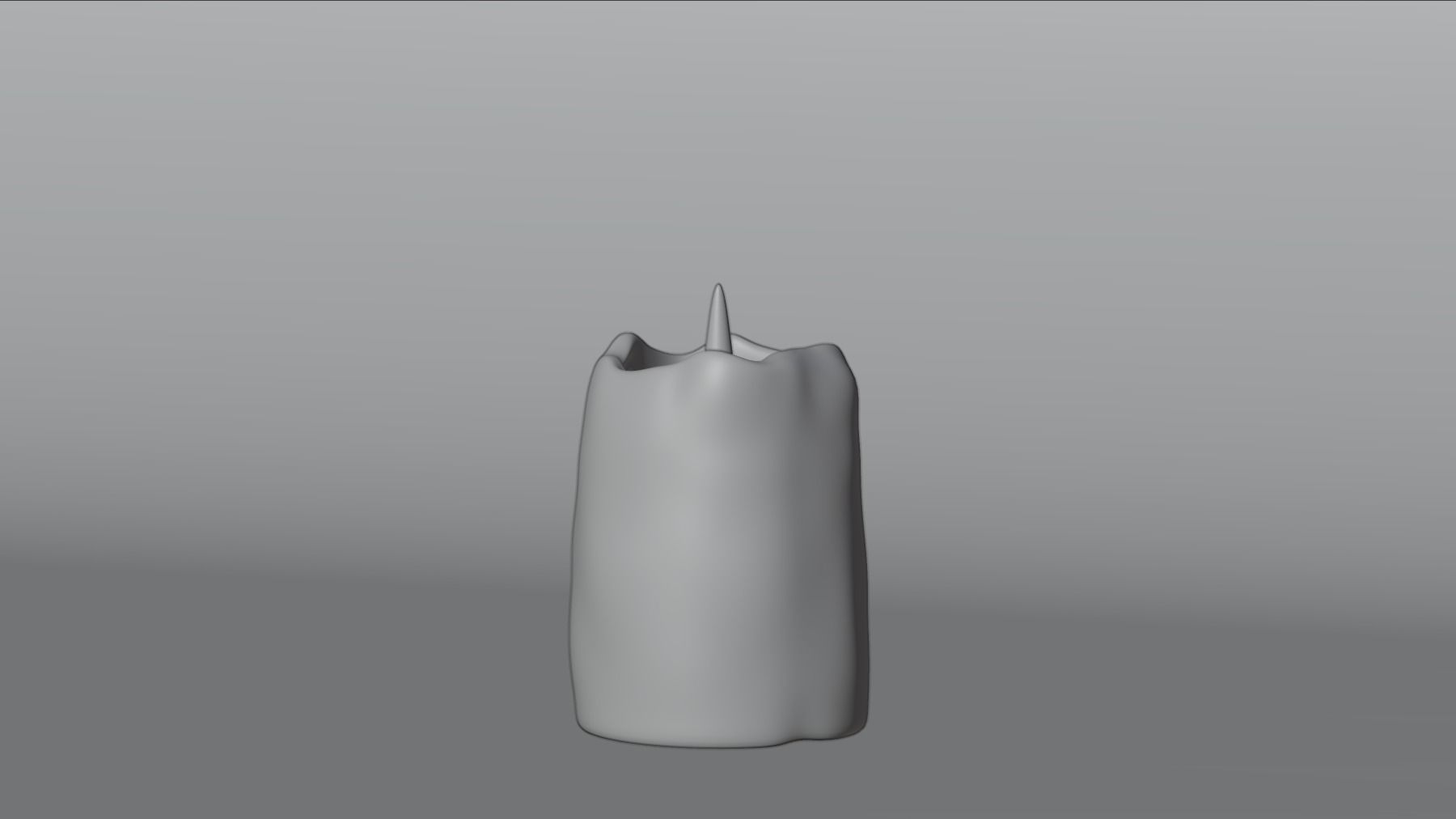 White Candle with Animated Flame 3D model_9