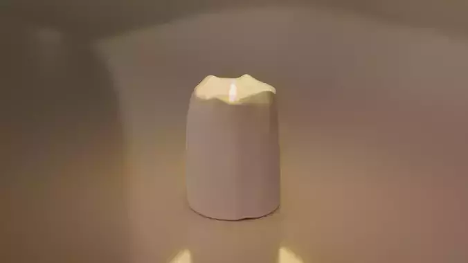 White Candle with Animated Flame