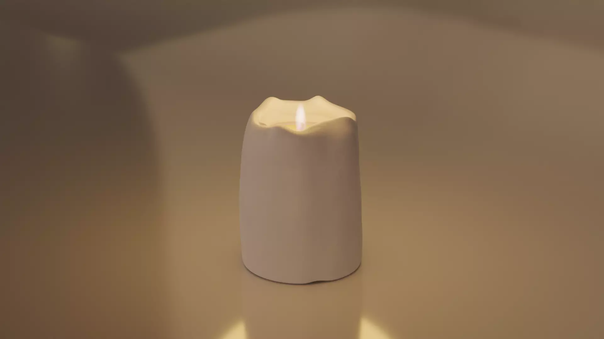 White Candle with Animated Flame 3D model_0