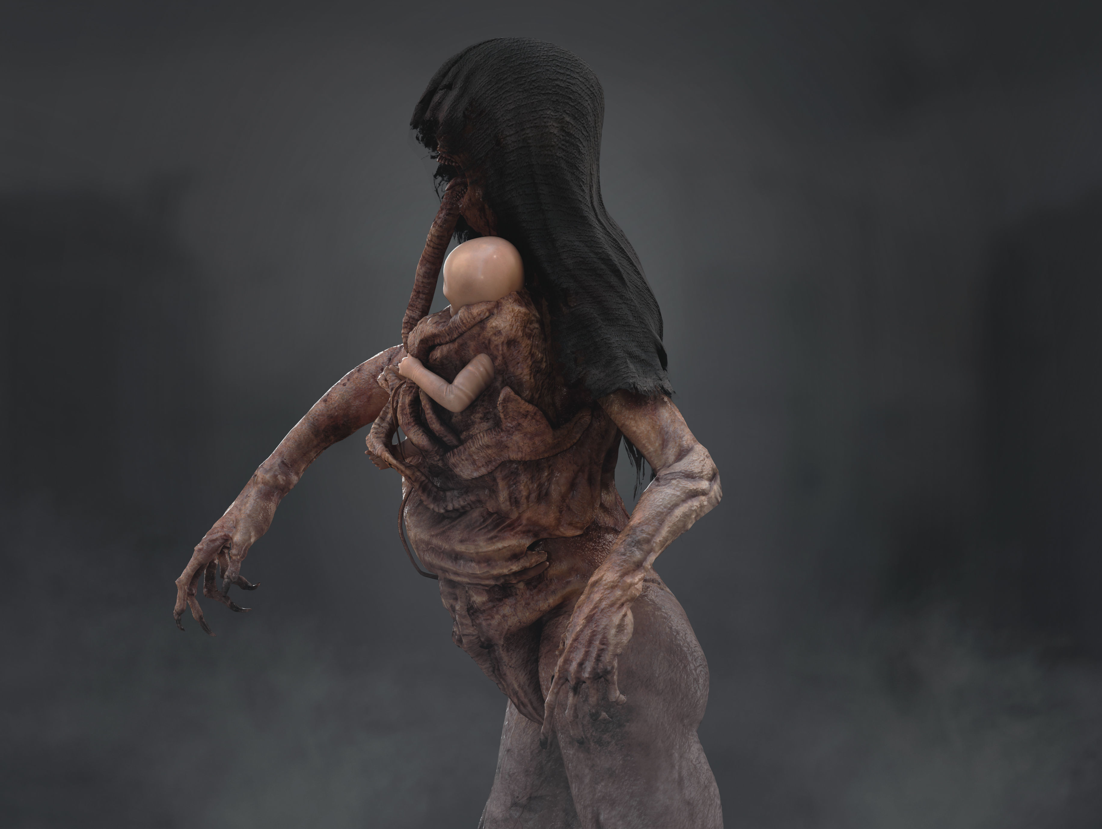 Horror Surrogate Mother Low-poly 3D model_10