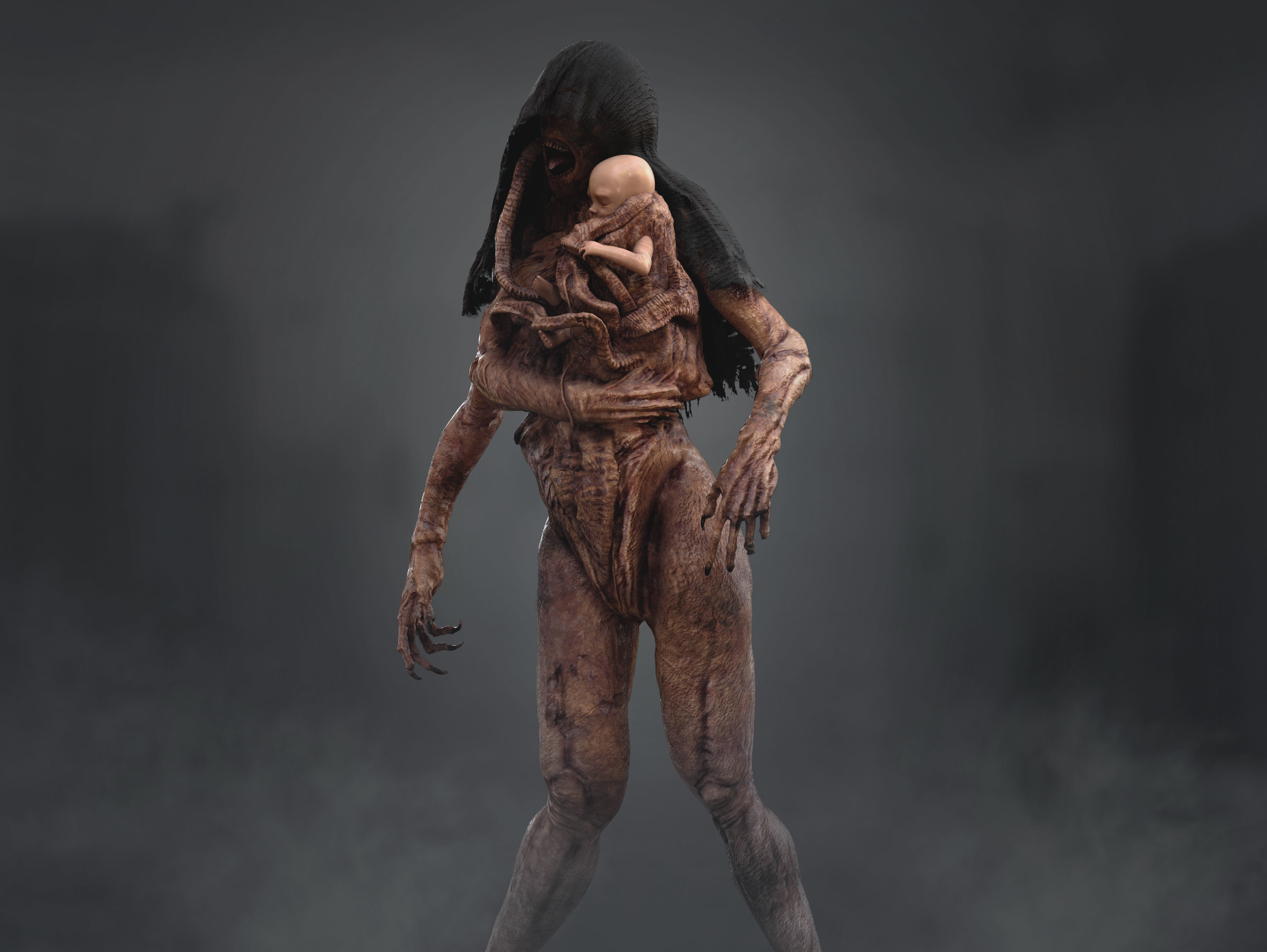 Horror Surrogate Mother Low-poly 3D model_2