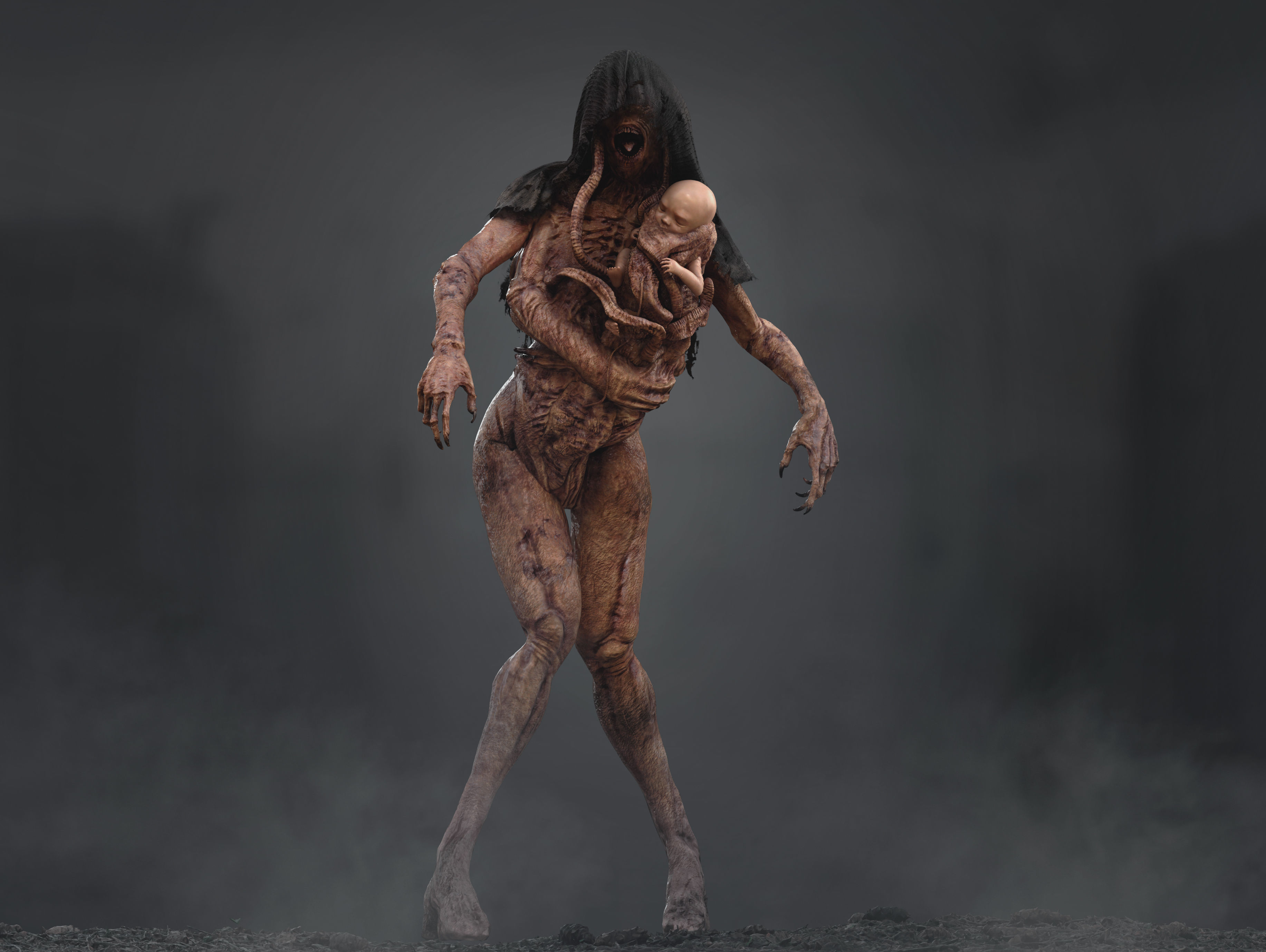 Horror Surrogate Mother Low-poly 3D model_7