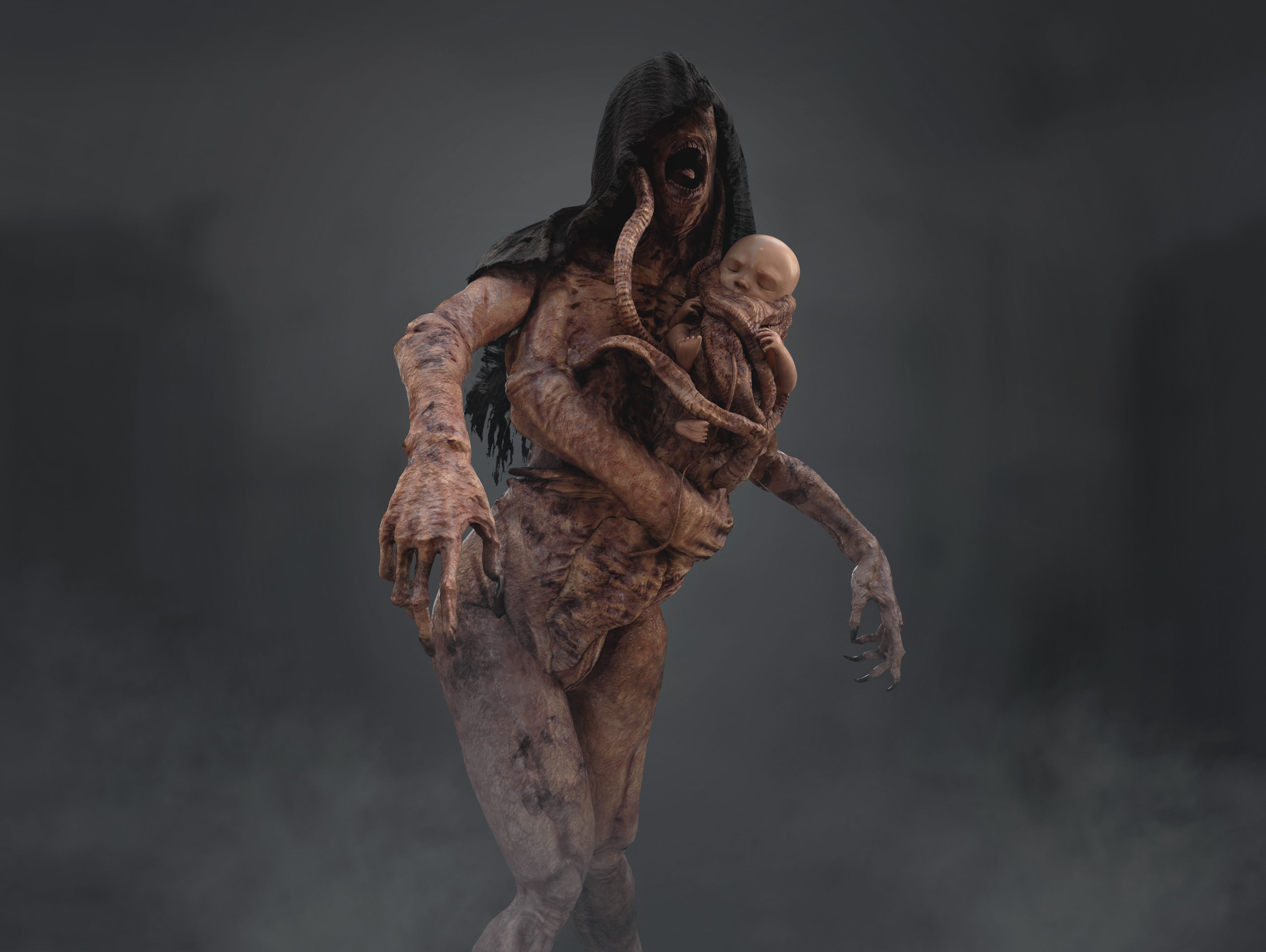 Horror Surrogate Mother Low-poly 3D model_3