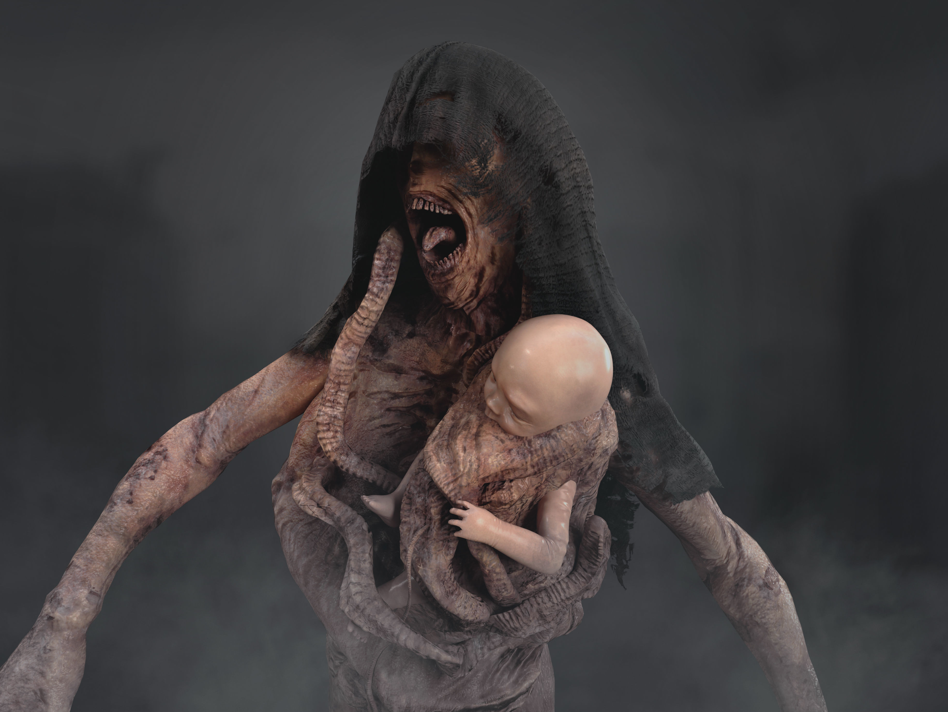 Horror Surrogate Mother Low-poly 3D model_11
