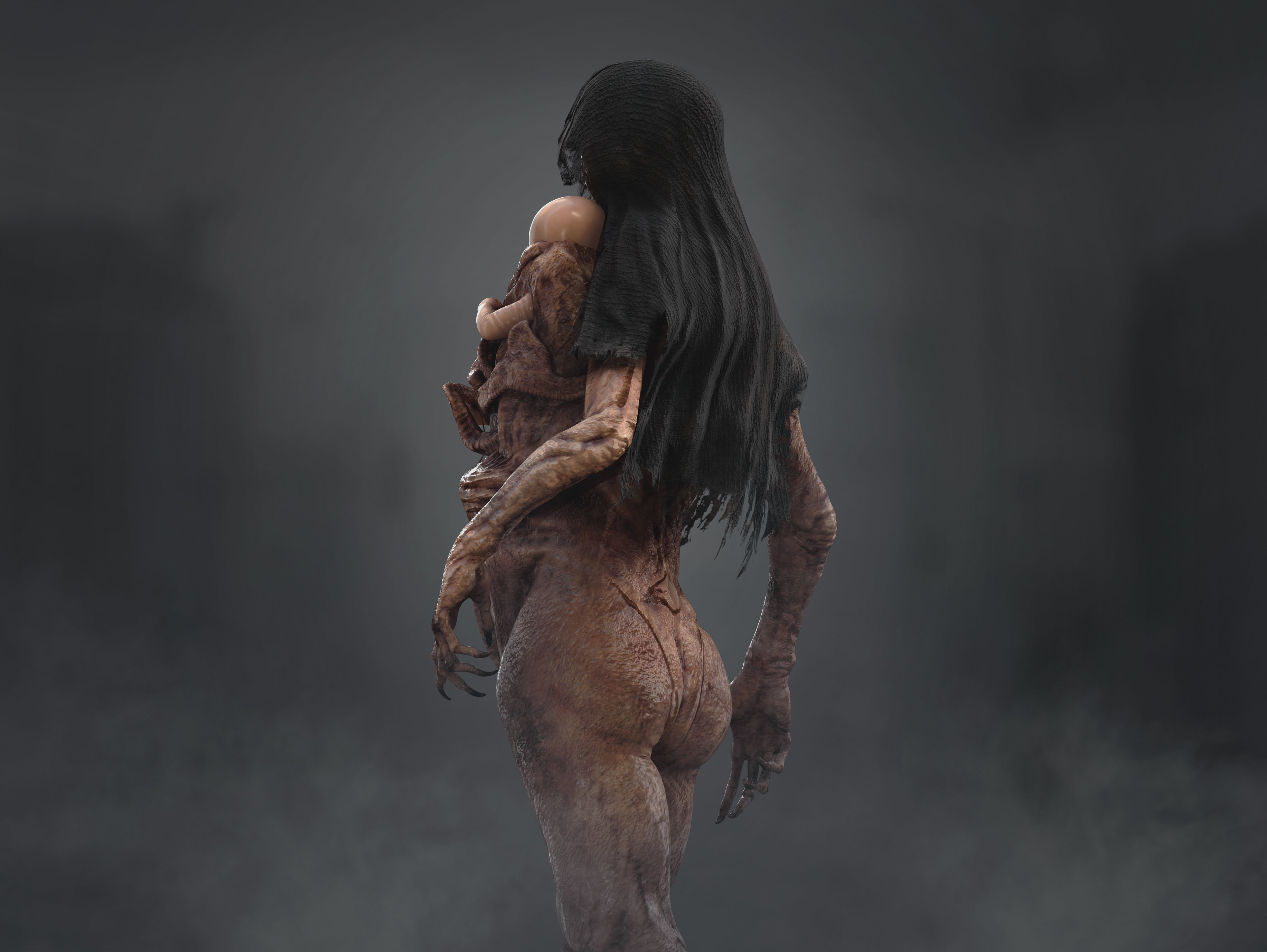 Horror Surrogate Mother Low-poly 3D model_4