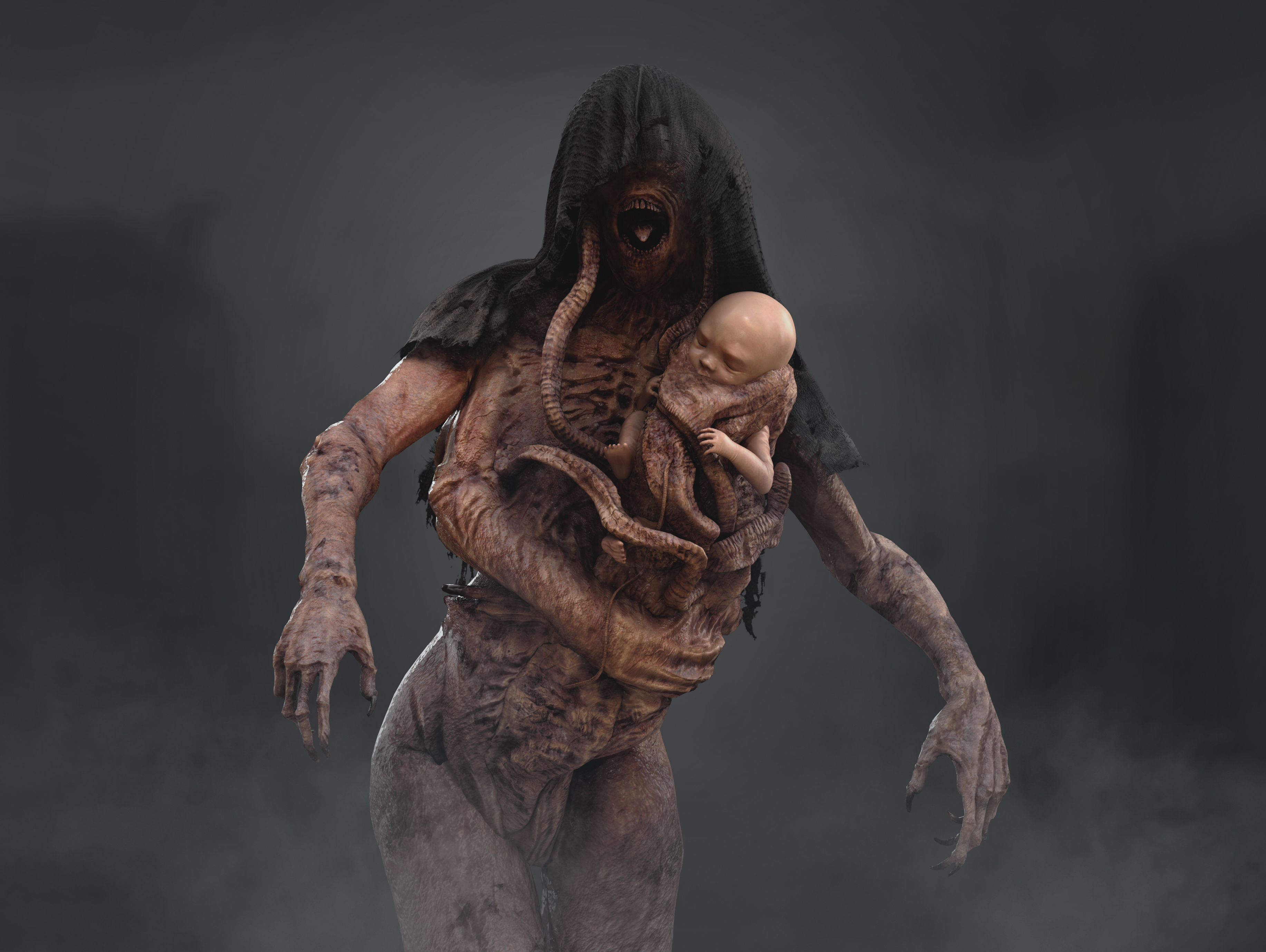 Horror Surrogate Mother Low-poly 3D model_9